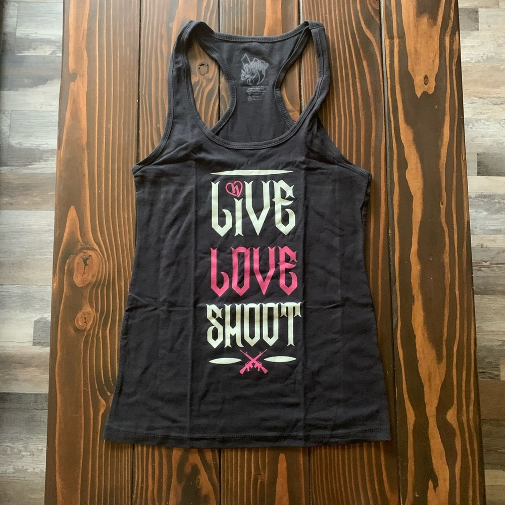 Woman’s Hostility Racer Back Tank.